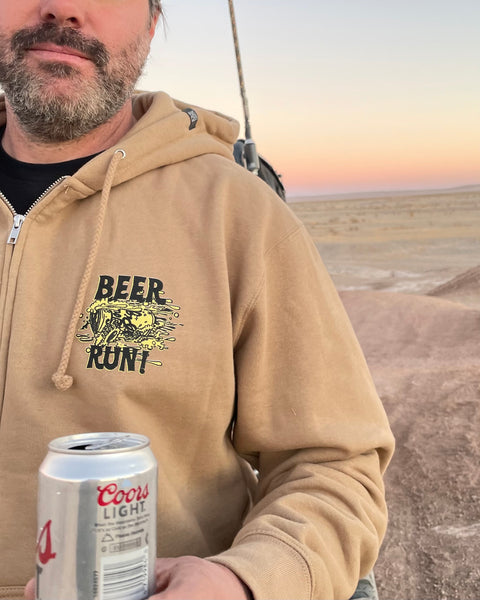 THE RUN ZIP HOODIE | TAN