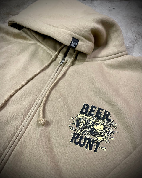 THE RUN ZIP HOODIE | TAN